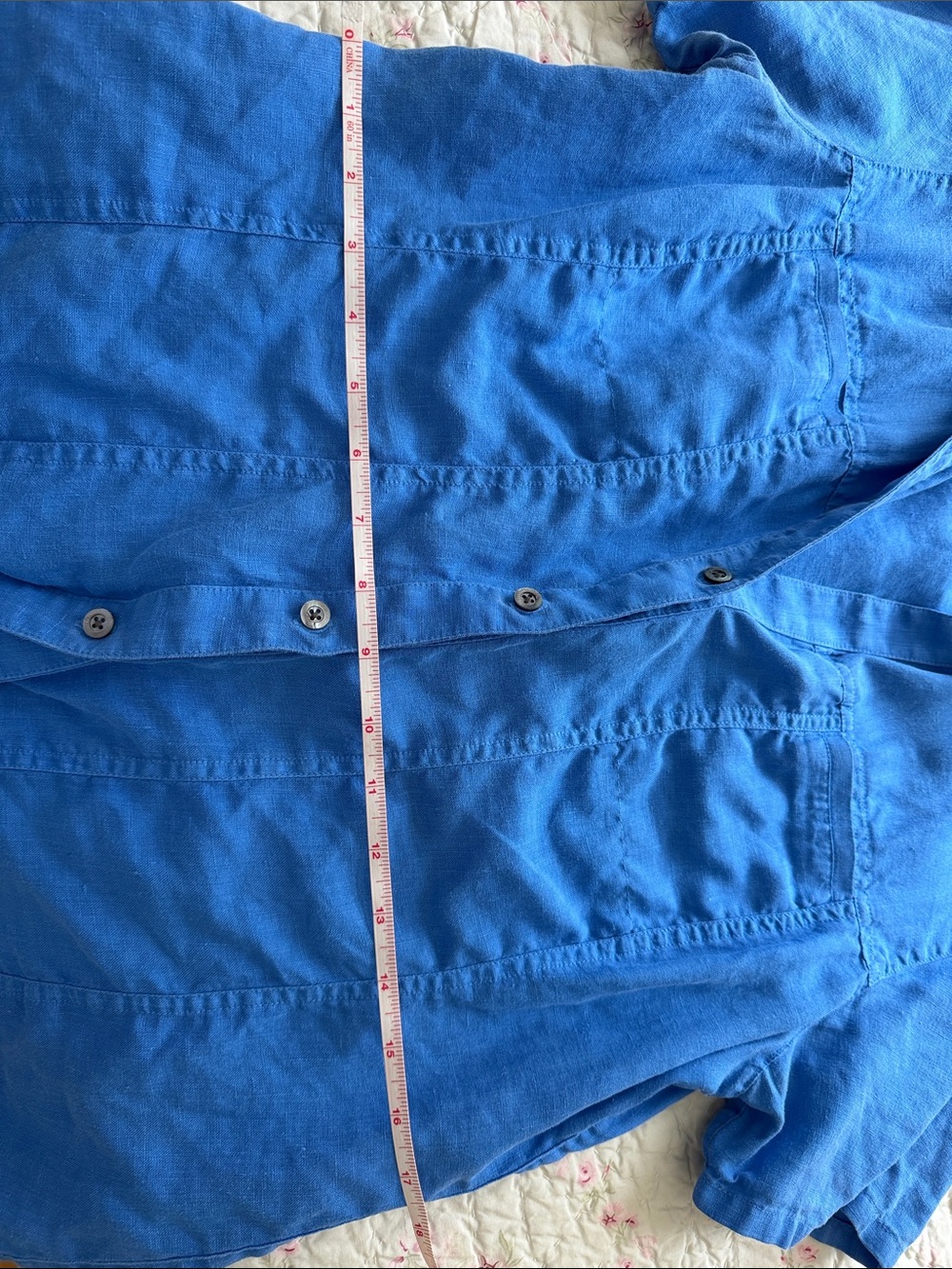 Tommy Bahama Royal Blue Short-Sleeve Button-Front 100% Linen button down Shirt - Picture 6 of 6